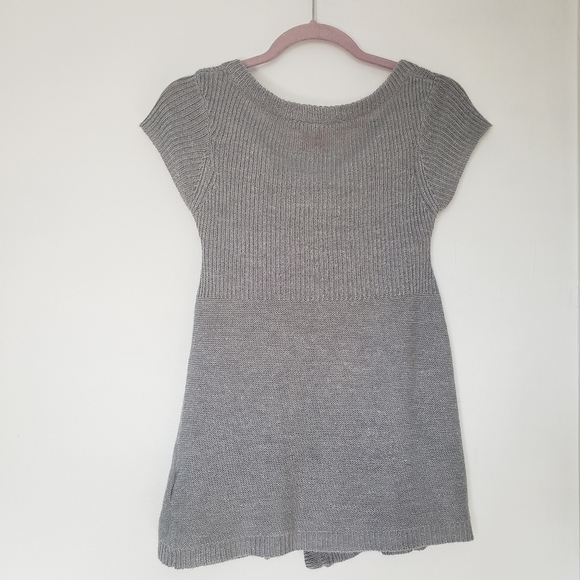 Derek Heart Gray Short Sleeve Four Button Women's Sweater Size L - Picture 2 of 3